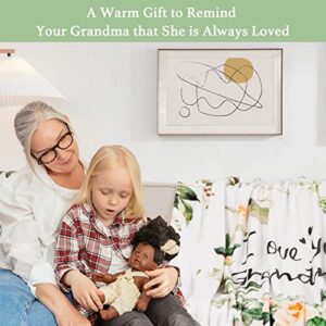 Gifts for Grandma, Grandma Birthday Gifts, Grandma Gifts, for Grandma, Great Grandma Gifts, I Love You Grandma Blanket, Soft Throw Blanket 60" x 50", White