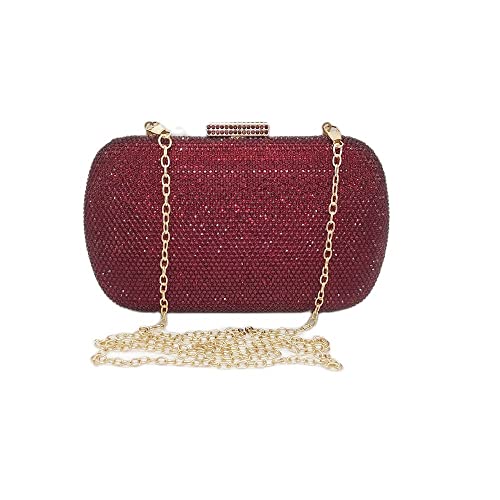 DG PEAFOWL Crystal Clutch Bag Wedding Rhinestone Handbags Bling Evening Bags and Clutches for Women Formal Party (wine)