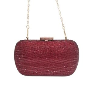 DG PEAFOWL Crystal Clutch Bag Wedding Rhinestone Handbags Bling Evening Bags and Clutches for Women Formal Party (wine)