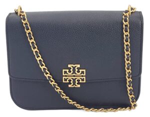 tory burch 138724 britten pebbled black leather with gold hardware medium women’s adjustable shoulder bag