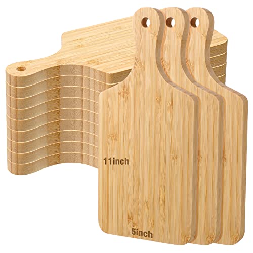 12 Pcs Thicken Bamboo Cutting Board Bulk Personalized Wood Chopping Board Customized Laser Engraving Blanks Serving Board for Wedding Mother's Day Housewarming Gift (Paddle)