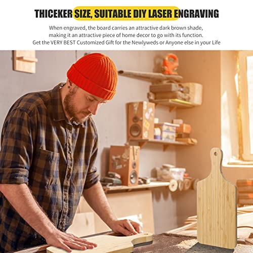 12 Pcs Thicken Bamboo Cutting Board Bulk Personalized Wood Chopping Board Customized Laser Engraving Blanks Serving Board for Wedding Mother's Day Housewarming Gift (Paddle)