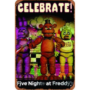 ysirseu five nights at freddy’s-celebrate premium wall poster movies & tv series poster tin sign vintage metal pub club cafe bar home wall art decoration poster