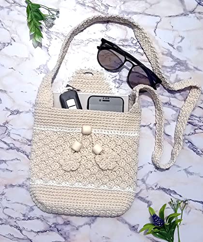 Ifem Crochet Tote Bag - Cute Knitting Tote Bags woven bag For women aesthetic Trendy Beach Bag.handmade knit bags. (simple style 2)