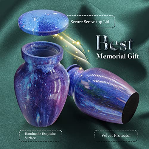 Small Keepsake Urns for Human Ashes - Set of 2, Mini Cremation Urn Ashes Holder Best Memorial Gifts for Loss of Loved One, Unique Hand Engraved Miniature Sharing Tokens Urn for Baby Sister Mom Grandma