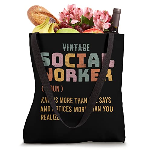 Funny Vintage Social Worker Definition - Social Work Women Tote Bag