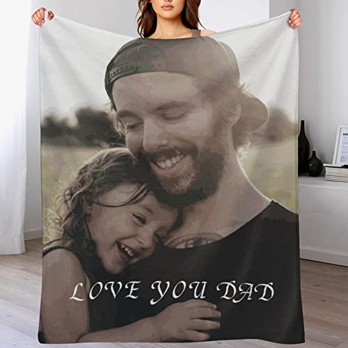 Byxhuc Custom Throw Blanket, Costume Blanket with Pictures Gifts Blankets for Men Dad Husband, Customized Photo Blankets with Photos Love You Dad Birthday Anniversary 30" * 40"