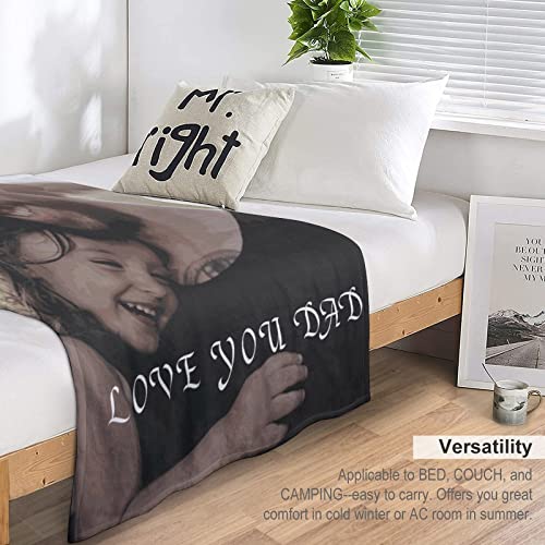 Byxhuc Custom Throw Blanket, Costume Blanket with Pictures Gifts Blankets for Men Dad Husband, Customized Photo Blankets with Photos Love You Dad Birthday Anniversary 30" * 40"