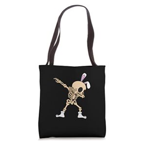 happy easter funny dabbing bunny skeleton hunting eggs seaso tote bag