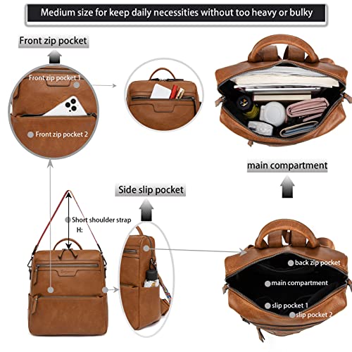 ZUNIYAMAMA Backpack Purse for Women,Small Size Fashion Cute Convertible Designer Brown Leather Womens Backpack Purse, Bookbag Purse for Women Deals fit for 13” latops