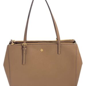 Tory Burch 134837 Emerson Moose Tan With Gold Hardware Women's Large Double Zip Tote Bag