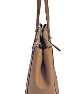 Tory Burch 134837 Emerson Moose Tan With Gold Hardware Women's Large Double Zip Tote Bag