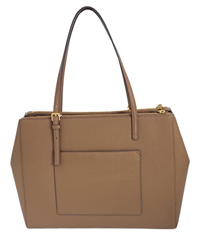 Tory Burch 134837 Emerson Moose Tan With Gold Hardware Women's Large Double Zip Tote Bag