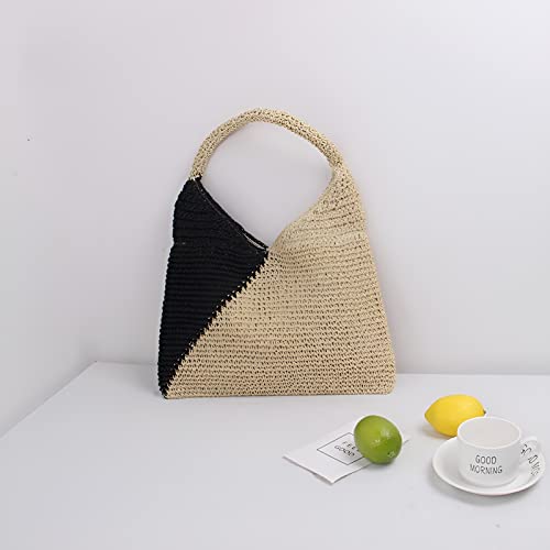 LOE JHCY Straw Bag Large Capacity Raffia Straw Handbags for Women Summer Beach Handmade Weaving Crossbody Bag for Outdoor Vacation