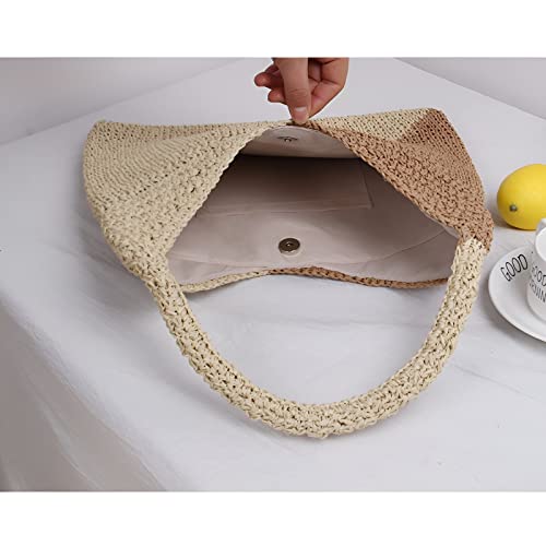 LOE JHCY Straw Bag Large Capacity Raffia Straw Handbags for Women Summer Beach Handmade Weaving Crossbody Bag for Outdoor Vacation