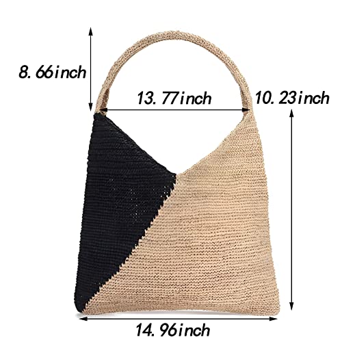 LOE JHCY Straw Bag Large Capacity Raffia Straw Handbags for Women Summer Beach Handmade Weaving Crossbody Bag for Outdoor Vacation