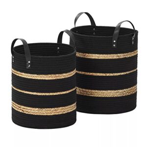 closet complete 2-pc. cotton & grass braided basket set (black)