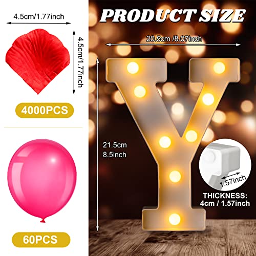 4115 Pcs Marry Me Sign Proposal Decorations 7 Pcs Light up Marry Me Sign 48 Pcs Heart Led Candle Tealight 4000 Pcs Red Artificial Rose Petal 60 Pcs Balloons for Romantic Night Party Wedding