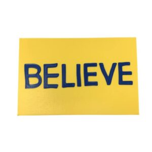believe wall or locker room block letter sign for sports fans | 11″ w x 7″ tall | decorate office wall, home gyms, bar decor | new 2023 block letter edition (block letter)