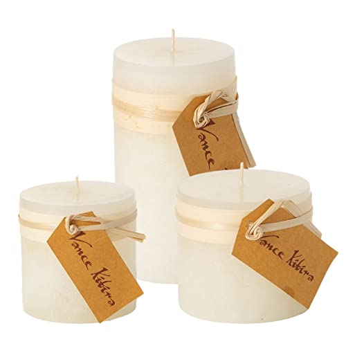 Sullivans Vance Kitira Set of 3 Pillar Candles, Clean-Burning, Environmental-Friendly, Scentless, Real-Wax Candles, Home Décor, Hosting Décor