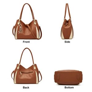 FOXLOVER Leather Handbags for Women, Genuine Leather Lady Top-handle Totes Women's Fashion Crossbody Bags Carryall Purses