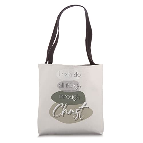 Christian I Can Do All Things through Christ with Cairn Tote Bag