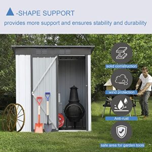 EMKK 5'x 3'Outdoor Storage Shed with Singe Lockable Door,Galvanized Metal Shed with Air Vent Suitable for The Garden,Tiny House Storage Sheds Outdoor for Backyard Patio Lawn