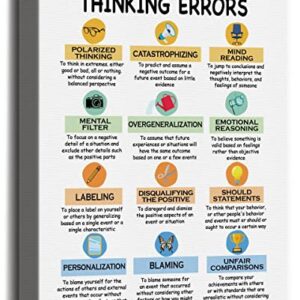 Thinking Errors Canvas Wall Art Decor, Cognitive Distortions Decor, School Psychologist Canvas Prints Poster Counselor Office Decor, Therapy Anxiety, Psychologist CBT Mental Health Strategies 12x15