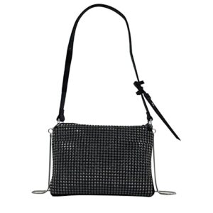 rarityus women shiny rhinestone crossbody bag fashion purse sparkly evening bag clutch handbag with metal chain