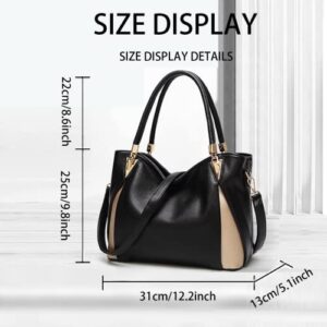 Handbags for women PU Leather Shoulder Bag Large Crossbody Purse Ladies Tote Bags with Adjustable Shoulder Strap (black)