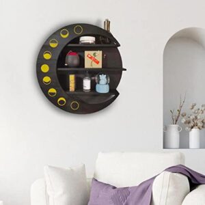 ＫＬＫＣＭＳ Moon Hanging Shelf Wall Mounted Storage Floating Shelves for Bedroom Plants , Black