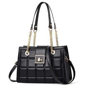 xiaoyu shoulder handbags for women fashion purses with chain strap ladies satchel crossbody bags (2-black)