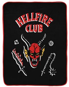 stranger things defeat hellfire throw blanket – bedding meausres 46 x 60 inches – fade resistant super soft fleece