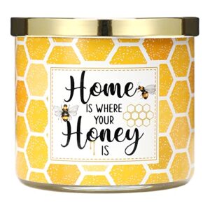 spring honeycomb candle honey scented candle 3 wicks large jar, 14 oz