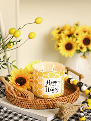 Spring Honeycomb Candle Honey Scented Candle 3 Wicks Large Jar, 14 oz