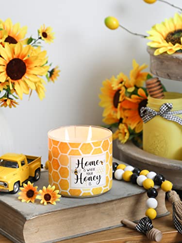 Spring Honeycomb Candle Honey Scented Candle 3 Wicks Large Jar, 14 oz