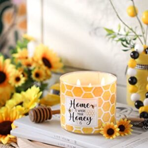 Spring Honeycomb Candle Honey Scented Candle 3 Wicks Large Jar, 14 oz