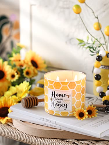 Spring Honeycomb Candle Honey Scented Candle 3 Wicks Large Jar, 14 oz