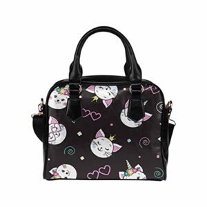 interestprint cute funny cat unicorn womens casual bag shoulder satchel bag handbag