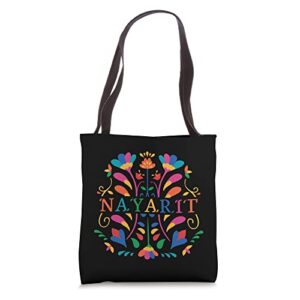 nayarit shirt, nayarit flower, nayarit otomi mexico tote bag