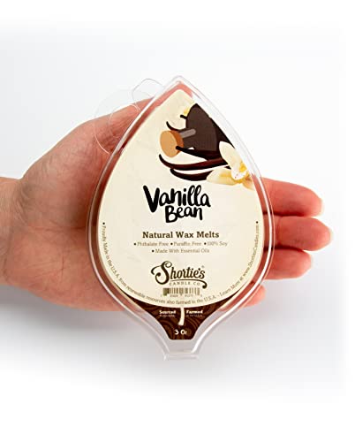 Shortie's Candle Company Vanilla Bean Natural Soy Wax Melts - 1 Highly Scented 3 Oz. Bar - Made with 100% Soy and Essential Fragrance Oils - Phthalate & Paraffin Free, Vegan, Non-Toxic