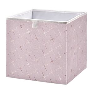 qugrl gold rose geometric cube storage bins organizer stackable pink sparkles glitter clothes storage basket box for shelves closet cabinet office dorm bedroom 11×11 in