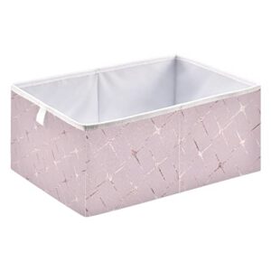 QUGRL Gold Rose Geometric Cube Storage Bins Organizer Stackable Pink Sparkles Glitter Clothes Storage Basket Box for Shelves Closet Cabinet Office Dorm Bedroom 11x11 in