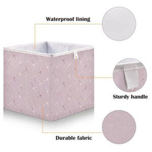 QUGRL Gold Rose Geometric Cube Storage Bins Organizer Stackable Pink Sparkles Glitter Clothes Storage Basket Box for Shelves Closet Cabinet Office Dorm Bedroom 11x11 in