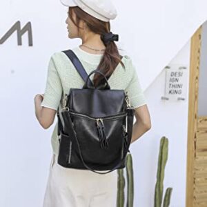 Leather Backpack Purse for Women Fashion Travel Large Girls Shoulder Bags with Small Purse Adjustable Strap