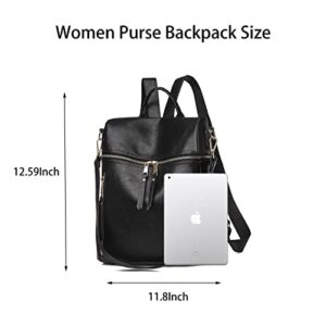 Leather Backpack Purse for Women Fashion Travel Large Girls Shoulder Bags with Small Purse Adjustable Strap