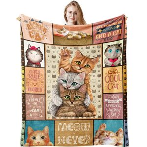 cat gifts for cat lovers blanket 60″x50″, cat lover gifts for women blankets, cat mom gifts for women, funny/crazy/cool cat themed lady gifts for girls, christmas/birthday gift ideas for cat lover