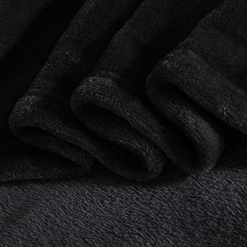 PONY DANCE Fleece Throw Blanket for Couch Black - Lightweight Plush Fuzzy Cozy Soft Blankets and Throws for Sofa,71x79in