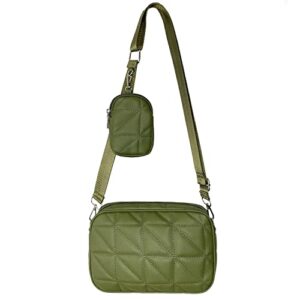 lifwimner crossbody bags for women with coin purse pouch small quilted shoulder clutch handbags 2 size bags(armygreen)