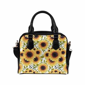 interestprint s-ummer sun-flower pu leather lady purses and handbags